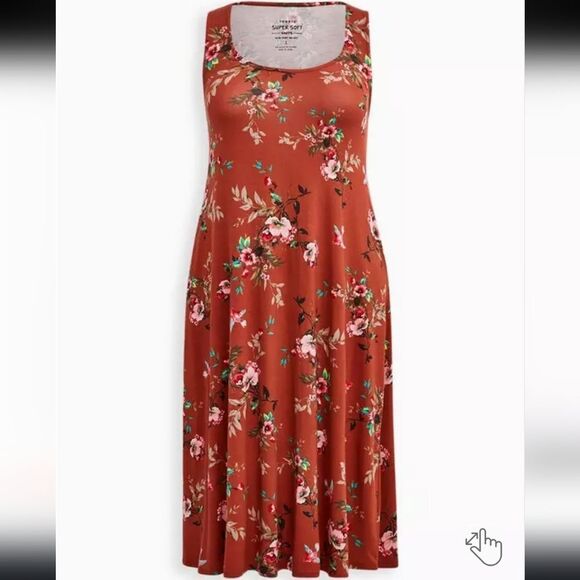 Torrid Floral Super Soft Midi Dress - Picture 1 of 8